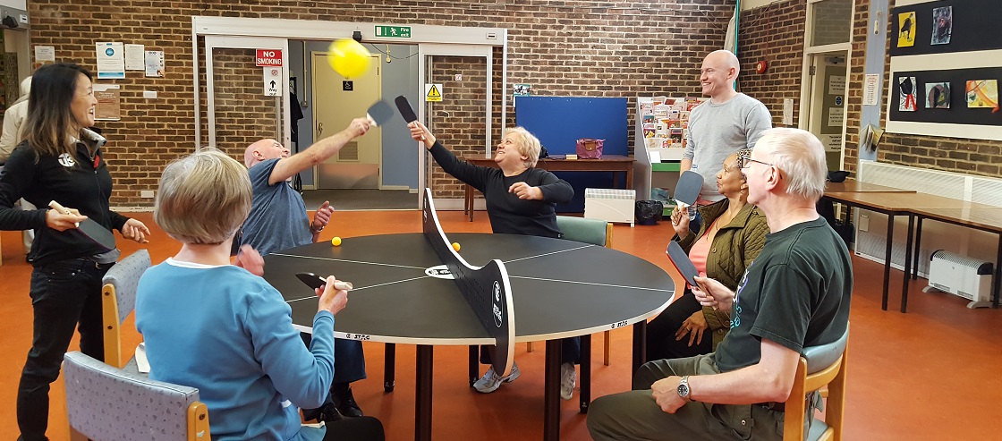 Volunteers at Age UK Islington, Drovers Centre playing T3 Ping Pong